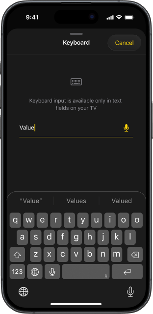 TVRem-Oberfläche mit Tastatur-Option