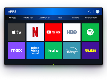Smart-TV-Apps auf dem TV-Bildschirm angezeigt