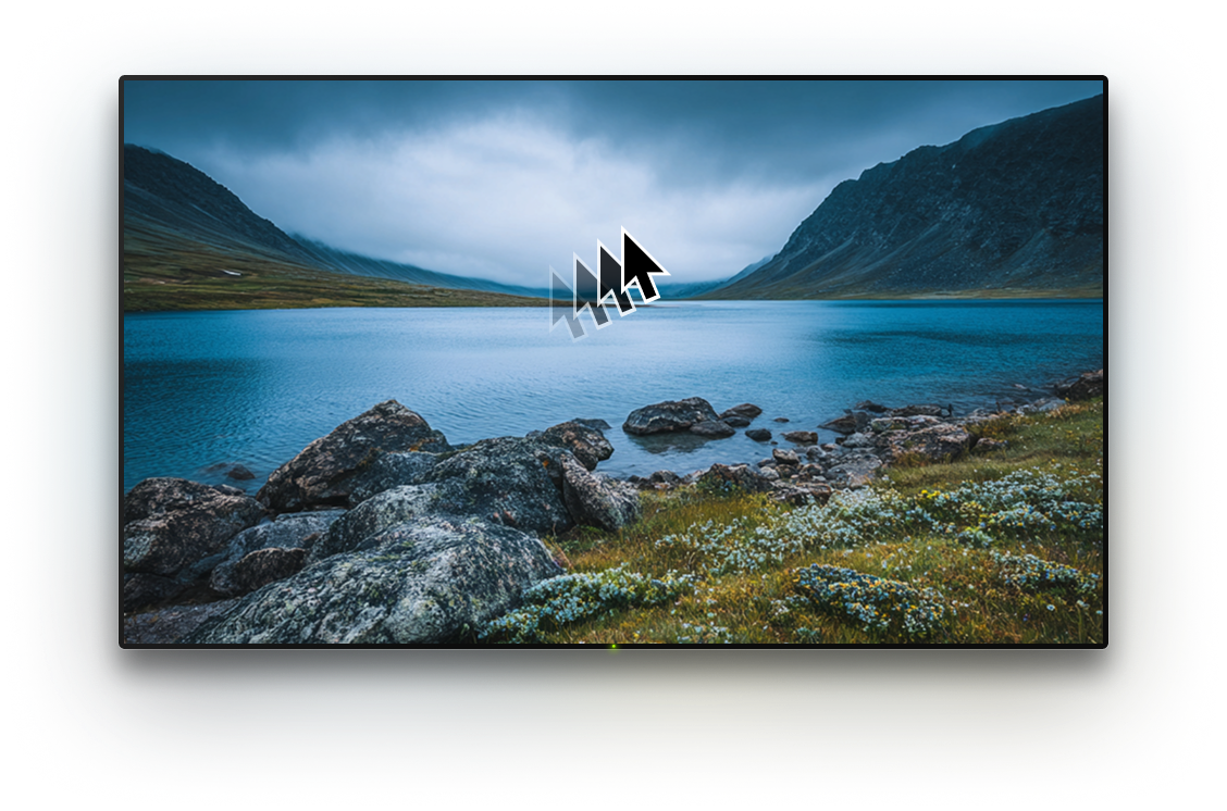 Fernseher mit einem Hintergrundbild und einem Cursor darauf