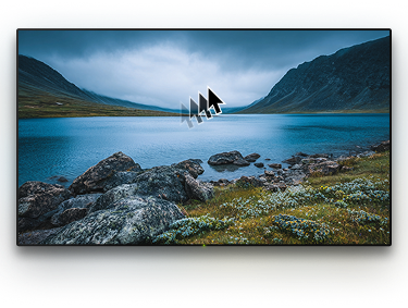 Fernseher mit einem Hintergrundbild und einem Cursor darauf